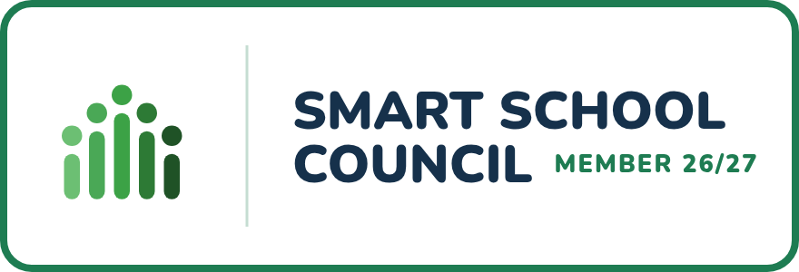 Smart School Council member 2026/27, white with a green outline
