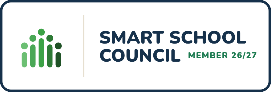 Smart School Council member 2026/27, white with a navy outline