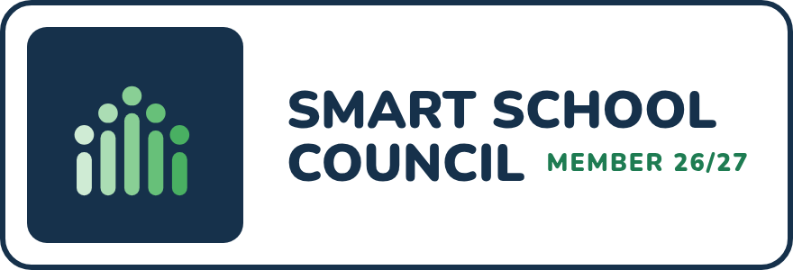 Smart School Council member 2026/27, white with a navy square